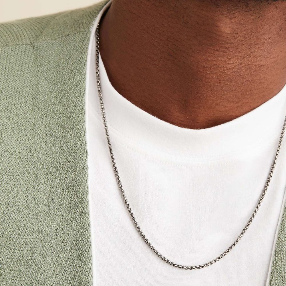 Mejuri Mens Round Box Chain Necklace Titanium